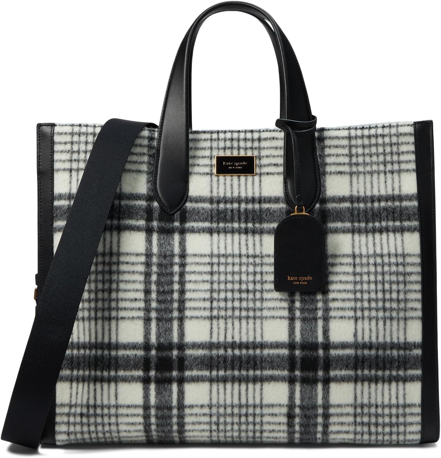 

Большая сумка-тоут из клетчатой ​​ткани Manhattan Studio Kate Spade New York, цвет French Cream Multi