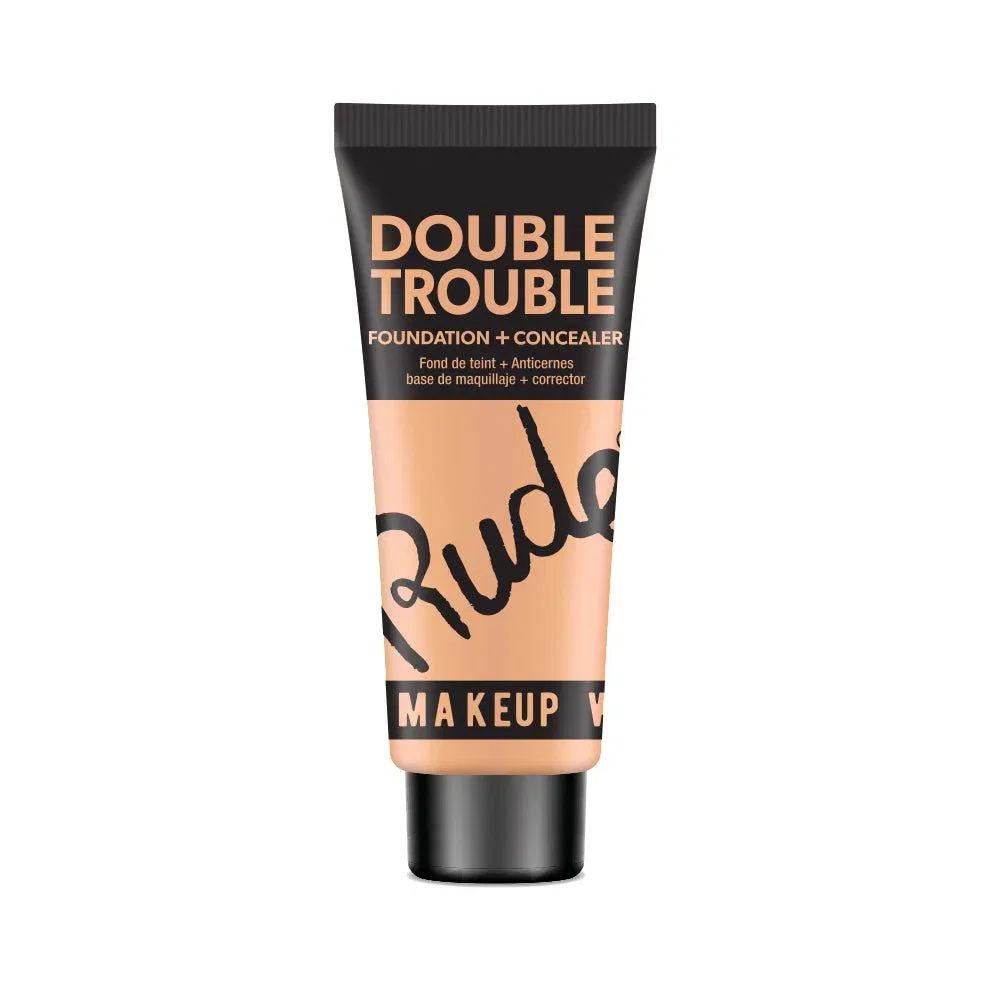 Тональный крем и консилер RUDE Double Trouble Foundation + Concealer - Vanilla 07, коричневый