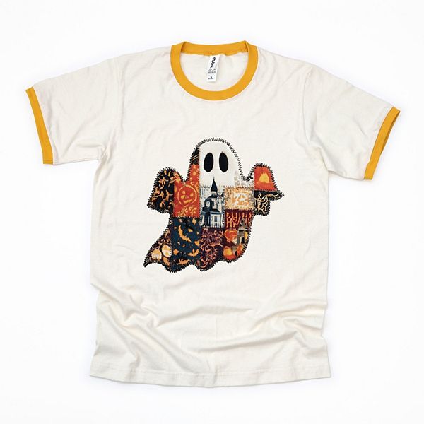 

Футболка с принтом в стиле пэчворк и призраком Simply Sage Market, Vintage Mustard