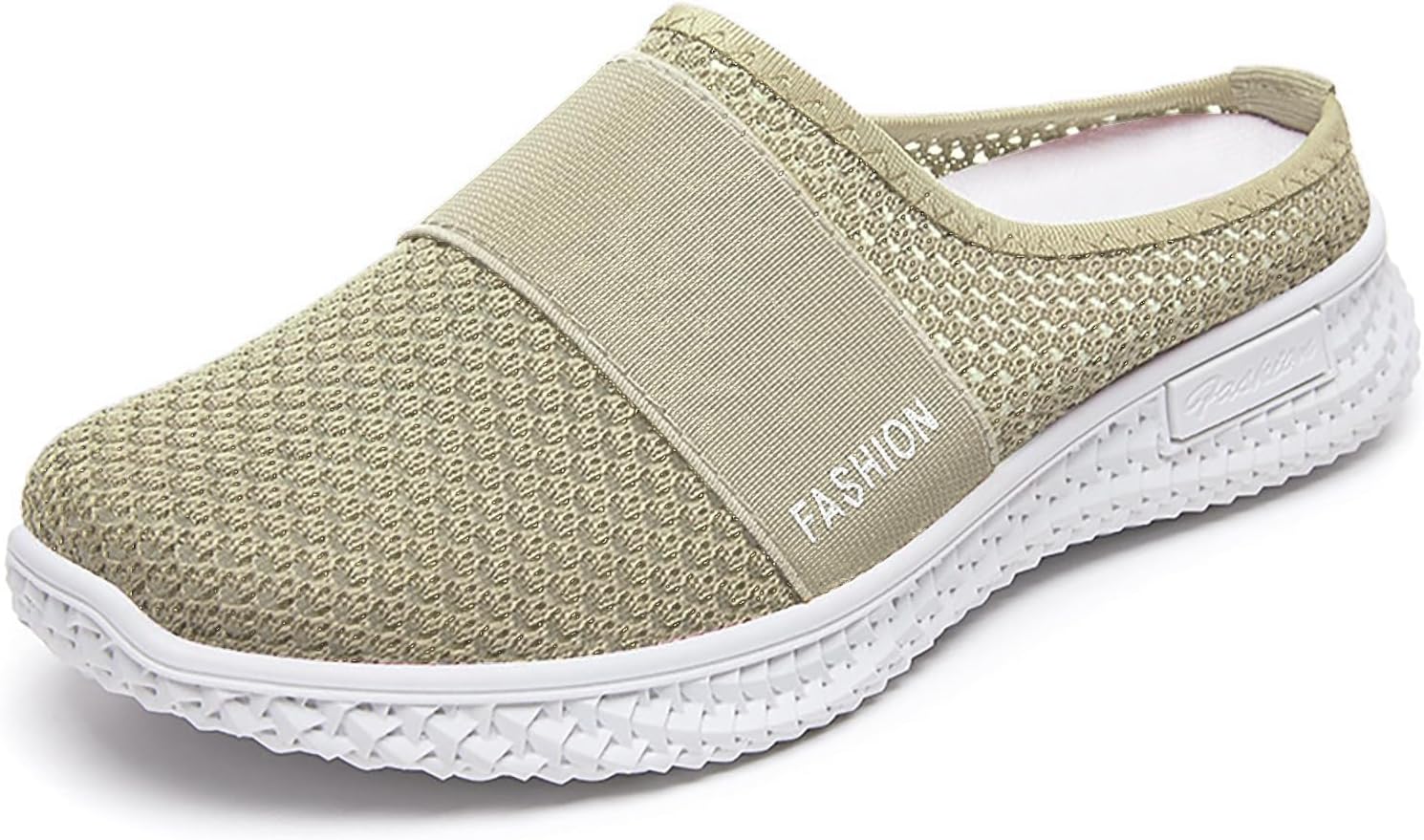 

Женские сетчатые мюли с открытой пяткой, удобная обувь для прогулок, легкие дышащие кломпы для садоводства, водные тапочки, повседневные шлепанцы, пляжные сандалии с закрытым носком Qesulk, хаки