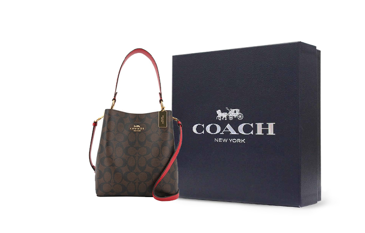 

COACH Городская сумка через плечо из покрытого холста с гладкой кожей