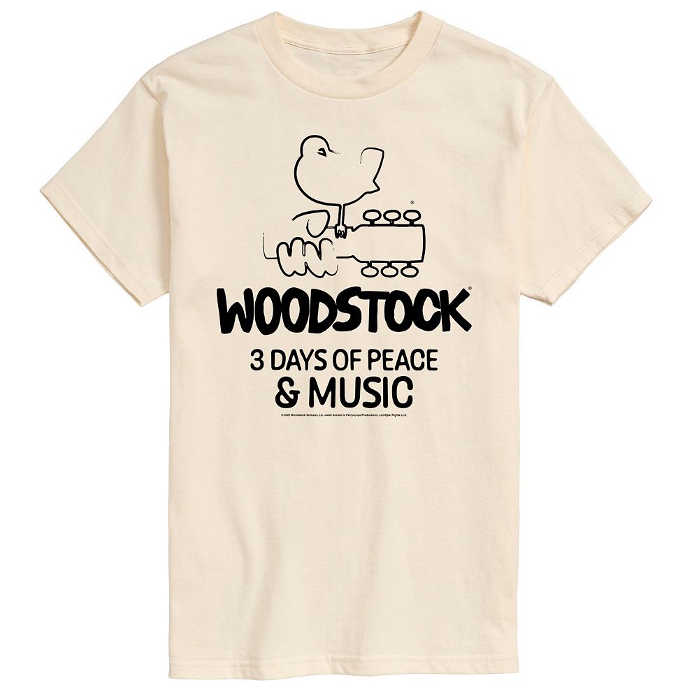 

Мужская футболка Woodstock 3 Days Of Peace And Music с графическим рисунком Licensed Character, бежевый