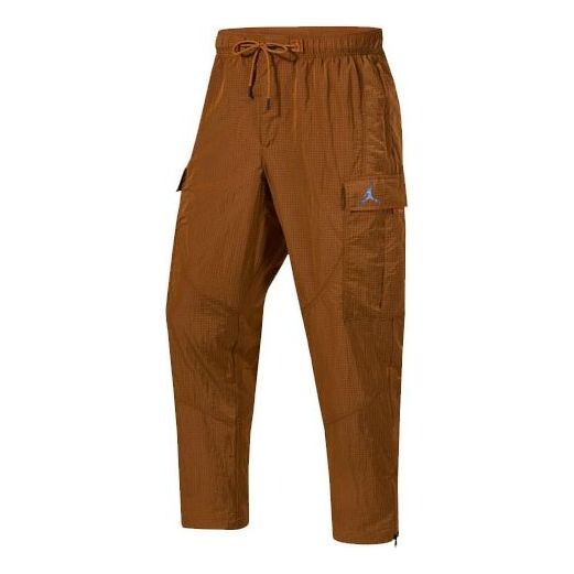 

Брюки men's solid color splicing woven long pants/trousers brown Air Jordan, коричневый