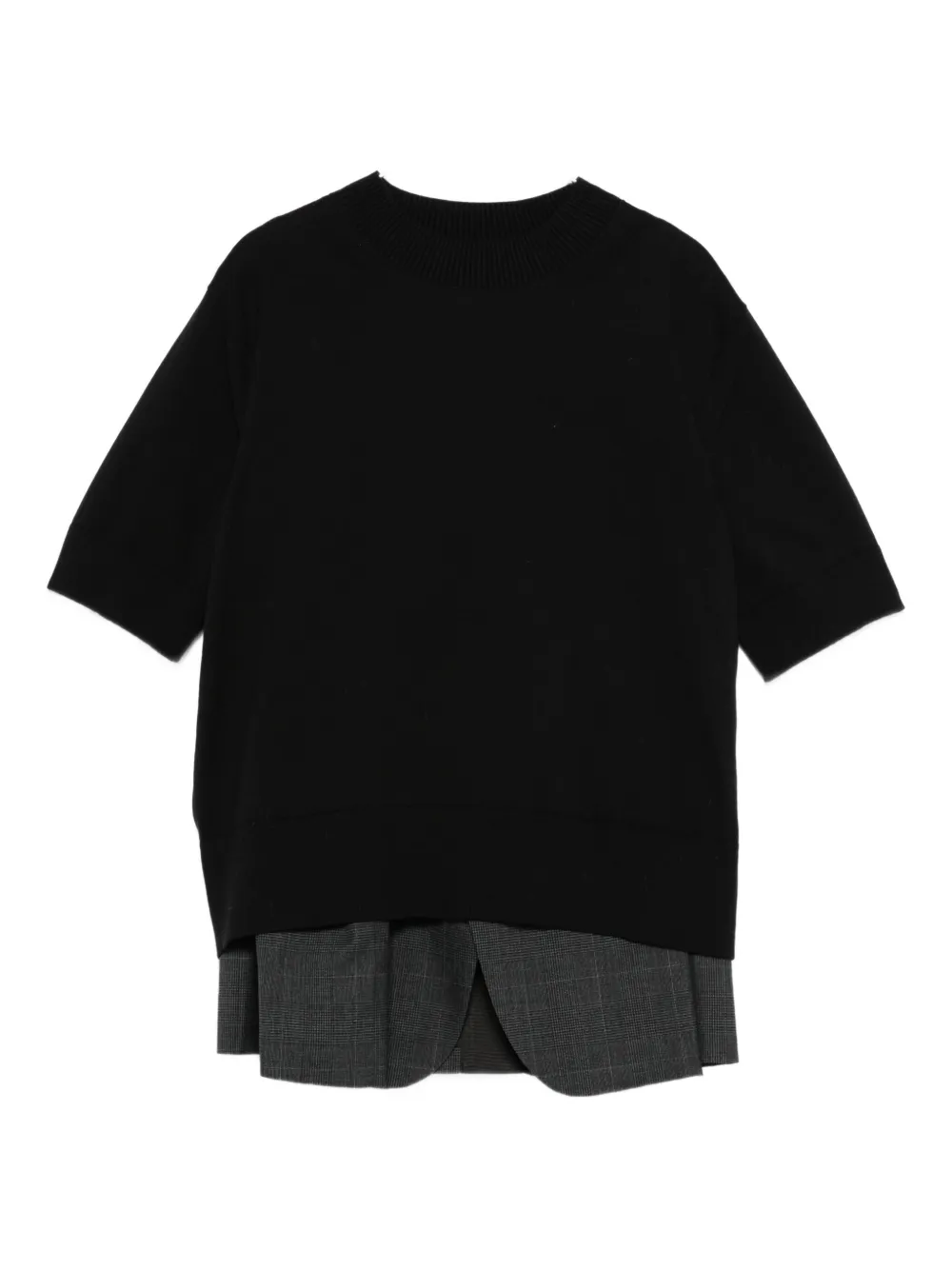

Свитер с короткими рукавами и эффектом многослойности Sacai, черный