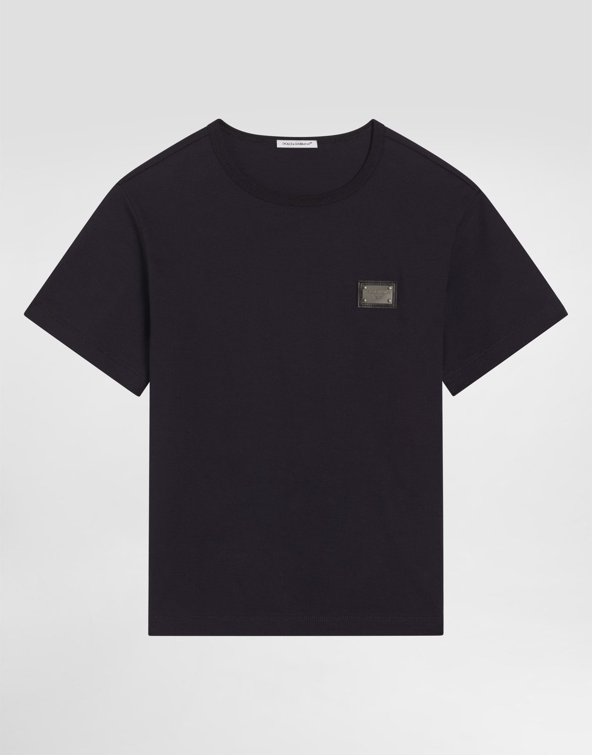 

Джемпер из хлопкового трикотажа оверсайз с логотипом на планке Dolce&Gabbana, синий