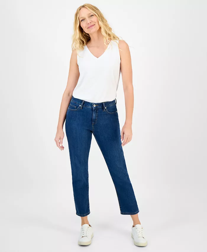 

Узкие джинсы с заниженной посадкой Petite Mid Rise Ankle Style & Co, синий