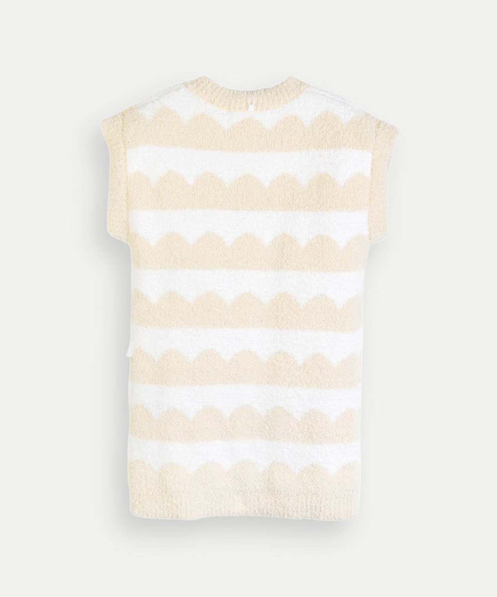 Длинный вязаный комбинезон с облачным узором Moimoln, beige — фото 3