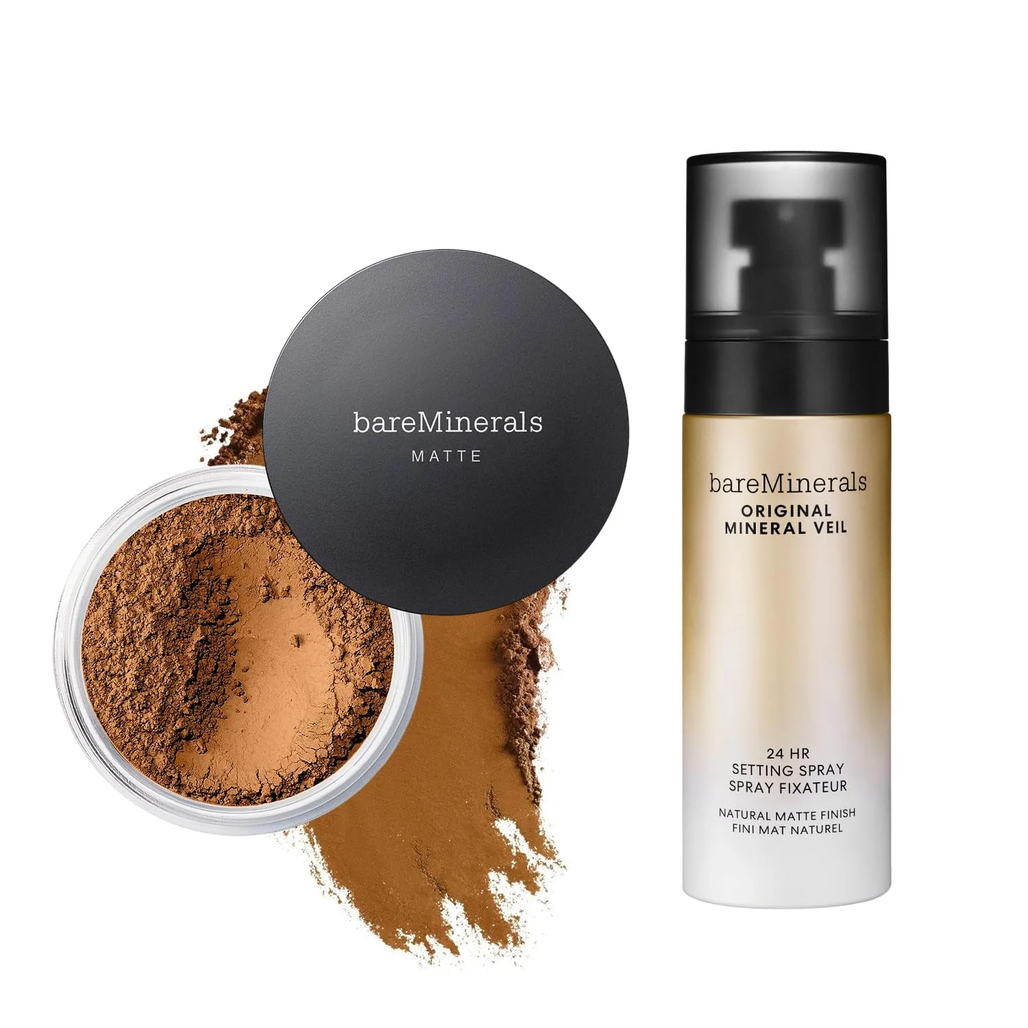 bareMinerals Original Matte Loose Powder Foundation SPF 15, минеральная пудра для лица, покрытие от легкого до полного, матирует, без талька, некомедогенно + Mineral Veil Natural Matte Setting Spray