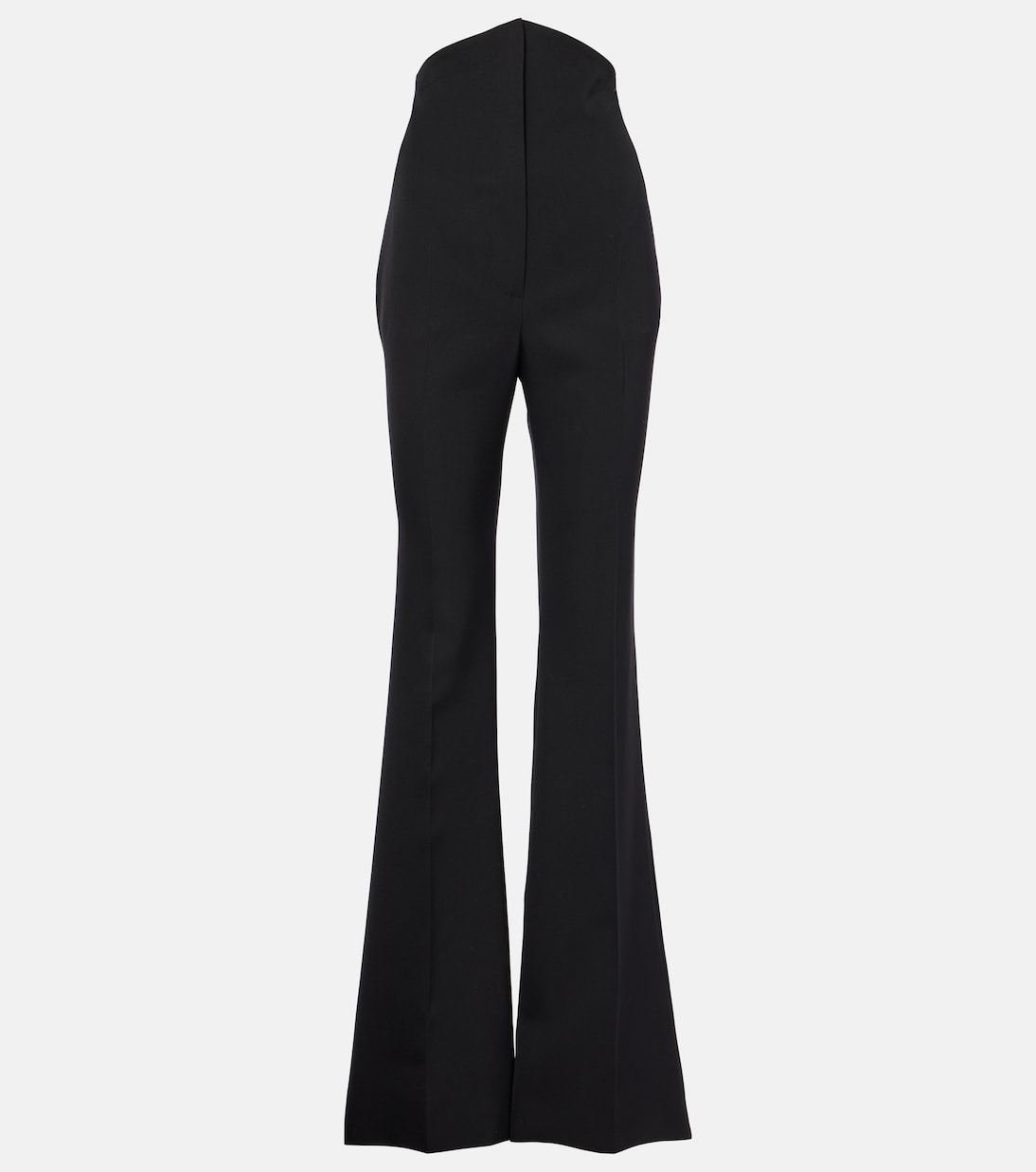 

Высокие шерстяные расклешённые брюки McQueen, черный