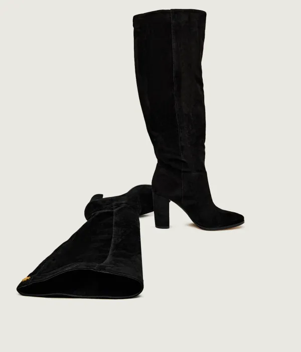 Ботинки из кожи Artizan с широким каблуком Lauren Ralph Lauren, черный — фото 4