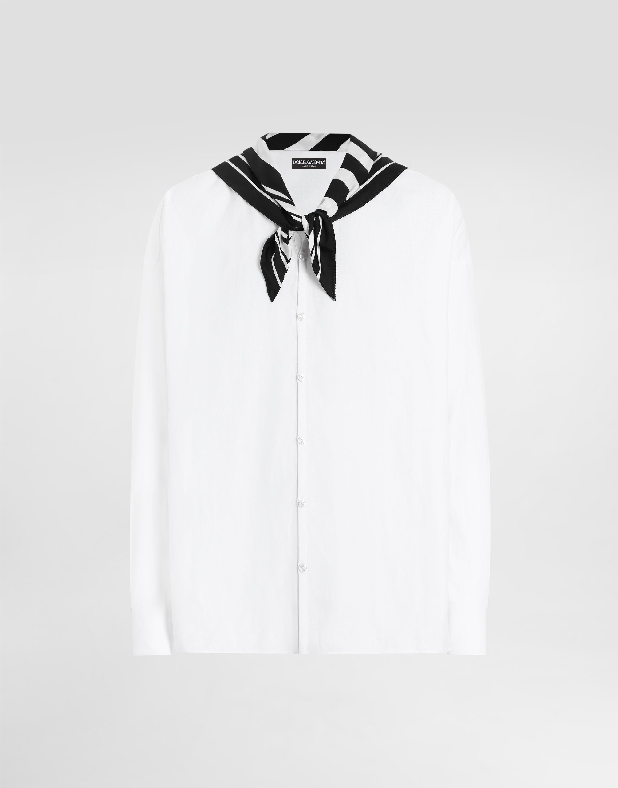 

Шелковая рубашка с длинными рукавами и бантом у воротника Dolce & Gabbana, белый