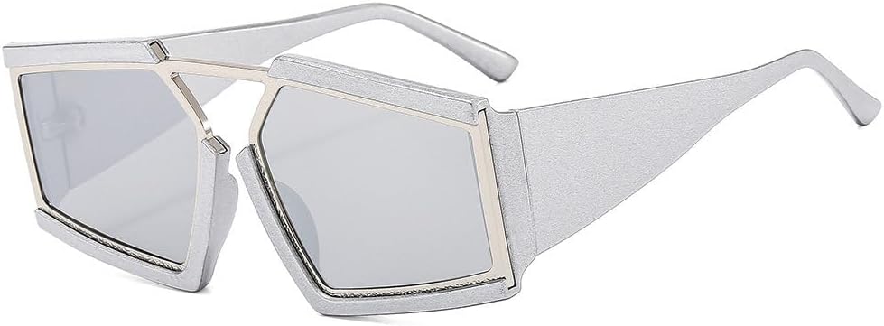 

Модные солнцезащитные очки неправильной формы для женщин и мужчин, винтажные роскошные солнцезащитные очки, трендовые модели, защита от ультрафиолета UV400 TKKTLLT, Silver Silver