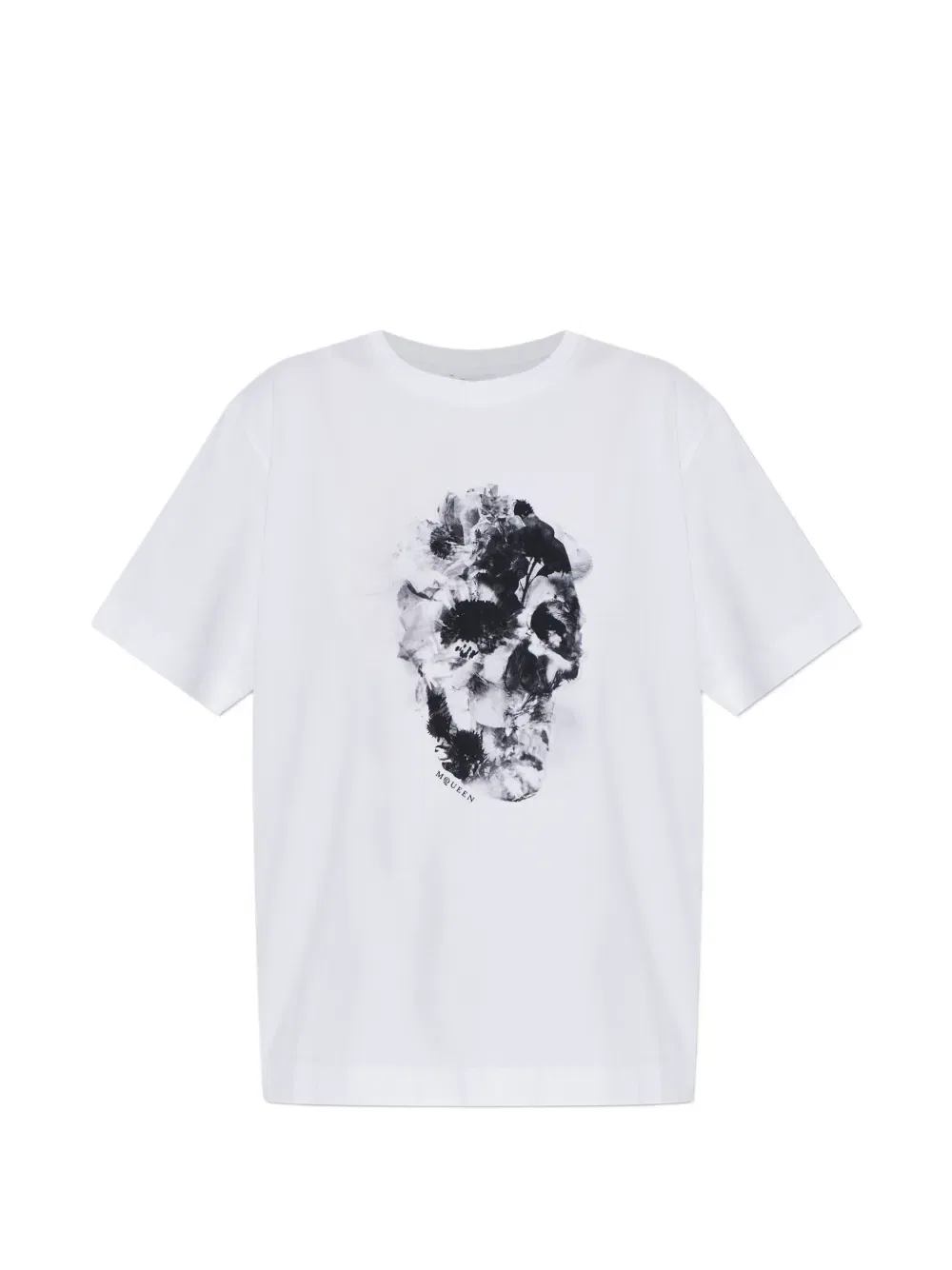 Футболка с цветочным рисунком и черепом Alexander Mcqueen, белый