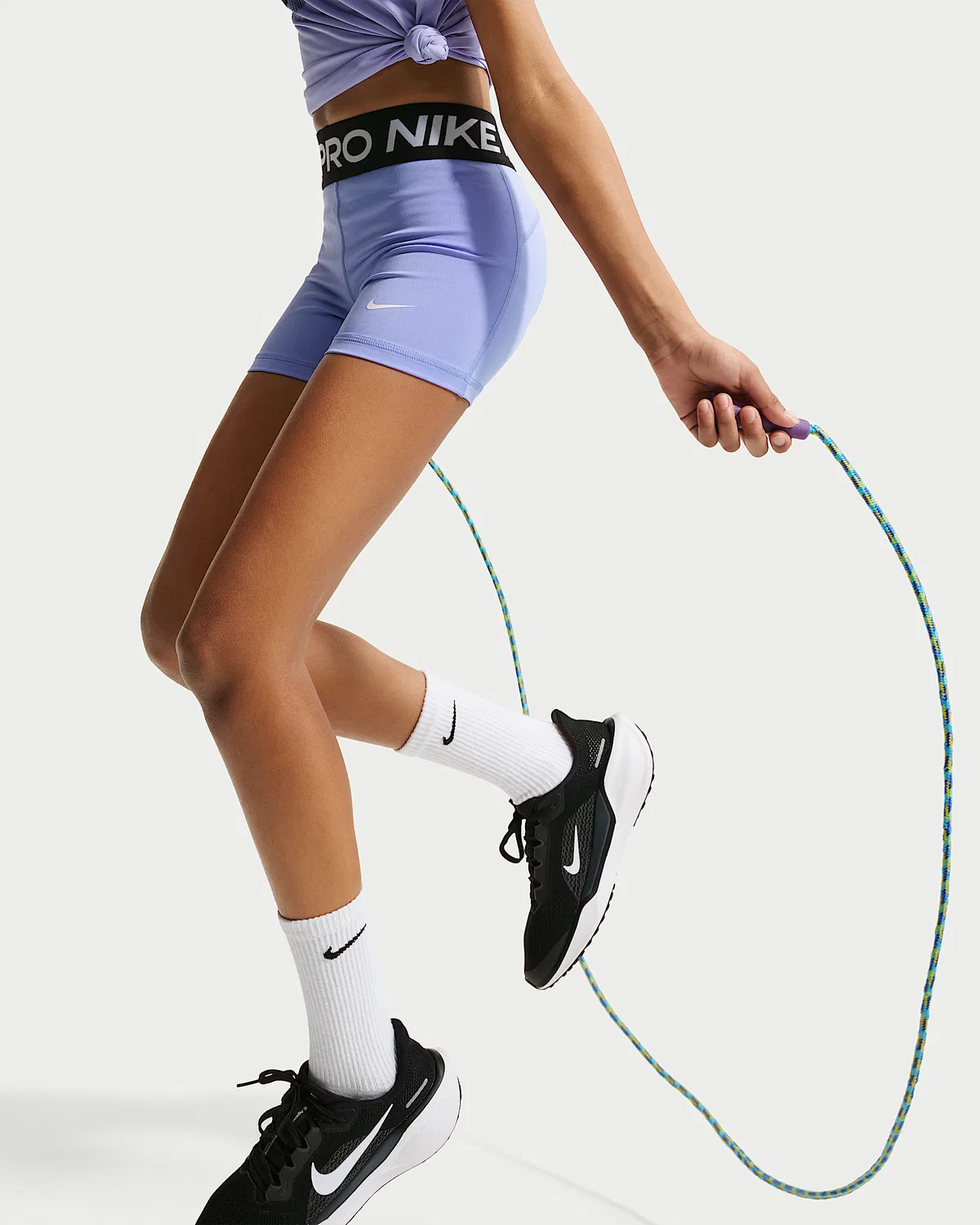 Шорты Nike Pro для девочек, Light Thistle/White — фото 4