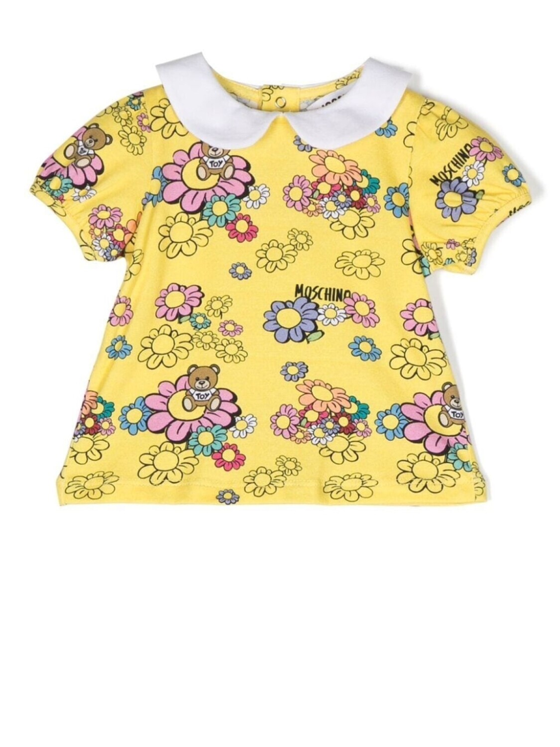 

Moschino Kids блузка с принтом Teddy Bear и цветочным узором, желтый