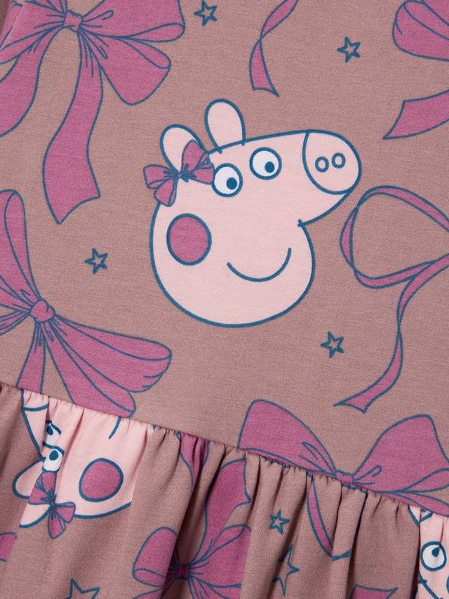 Детское платье-толстовка из хлопковой смеси Brand Threads Peppa Pig, Mauve Chalk — фото 3