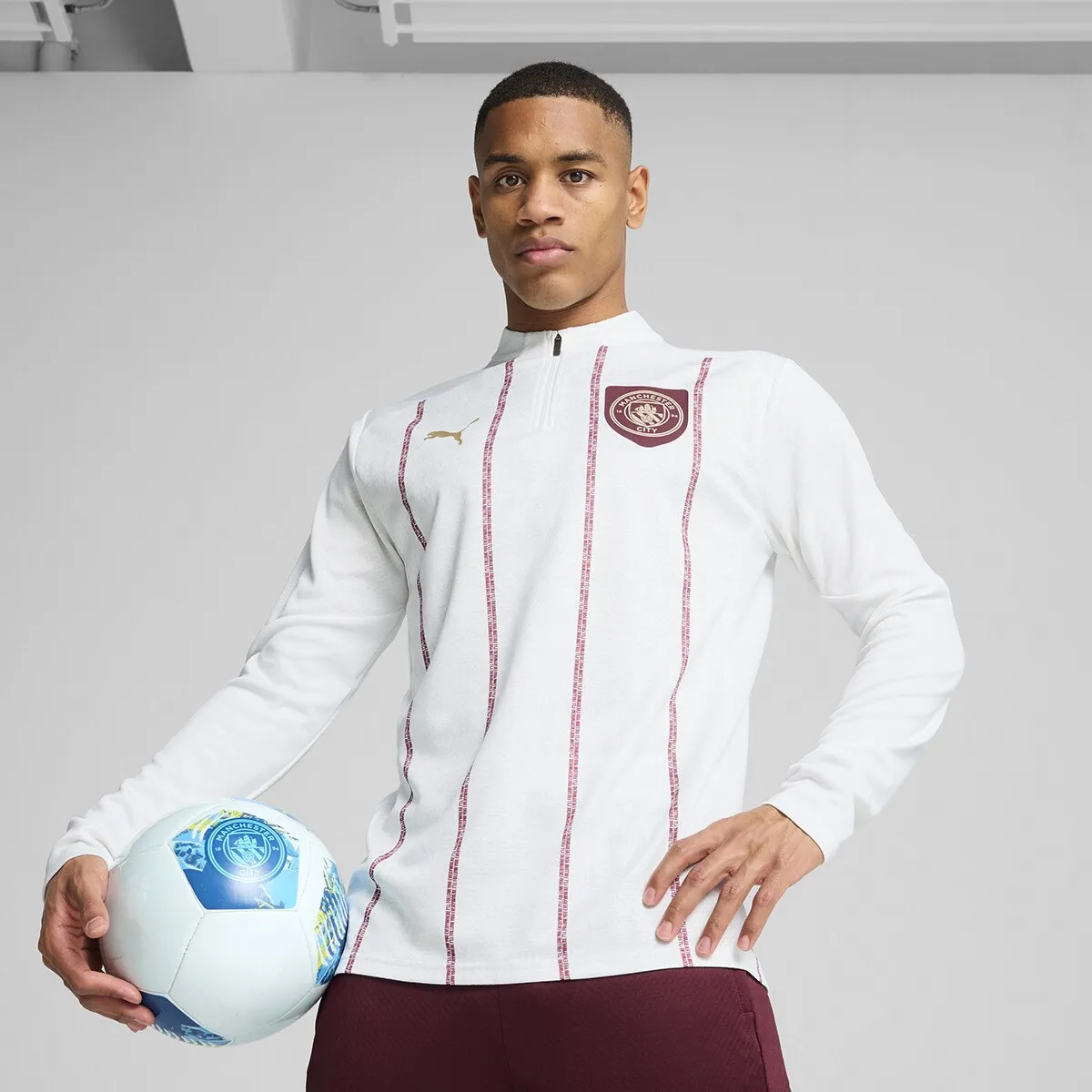 

MCFC Мужская предматчевая куртка Puma с застежкой-молнией 1/4, белый