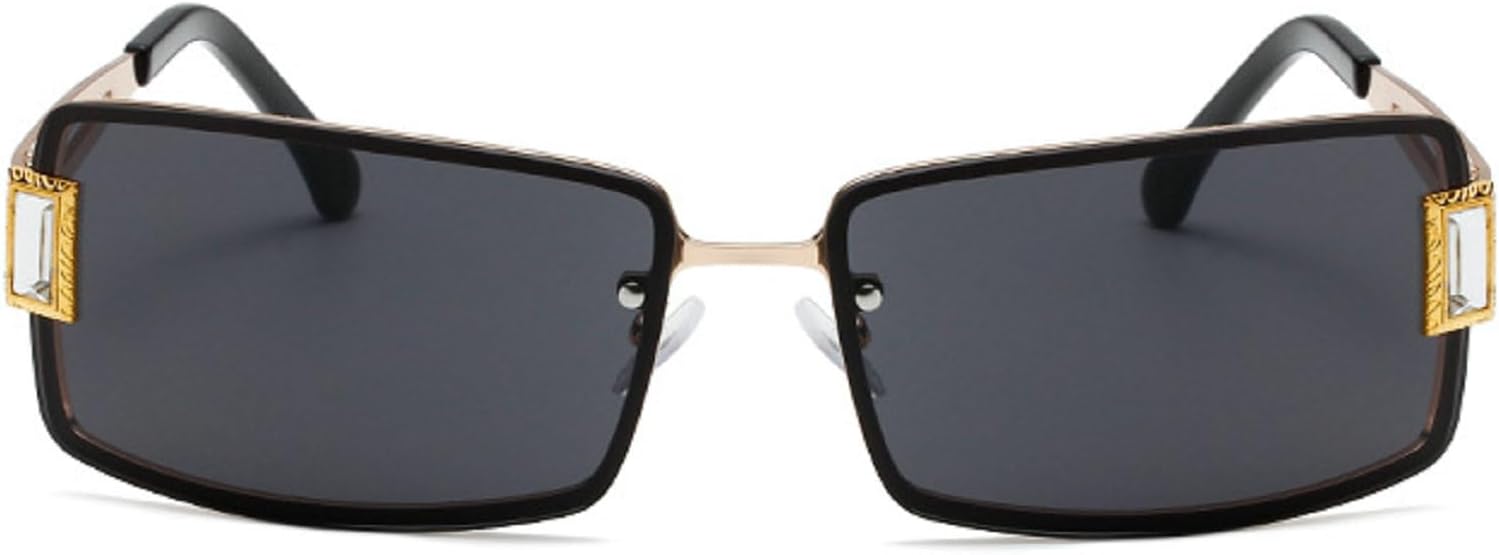 

Винтажные прямоугольные солнцезащитные очки для женщин и мужчин, модные солнцезащитные очки с бриллиантами, женские солнцезащитные очки со стразами, защита от УФ-излучения mincl, Black