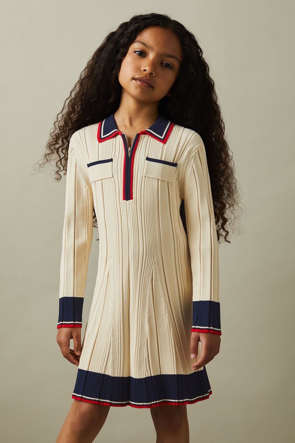 

Мини платье Annie в рубчик с цветными блоками Reiss, коричневый