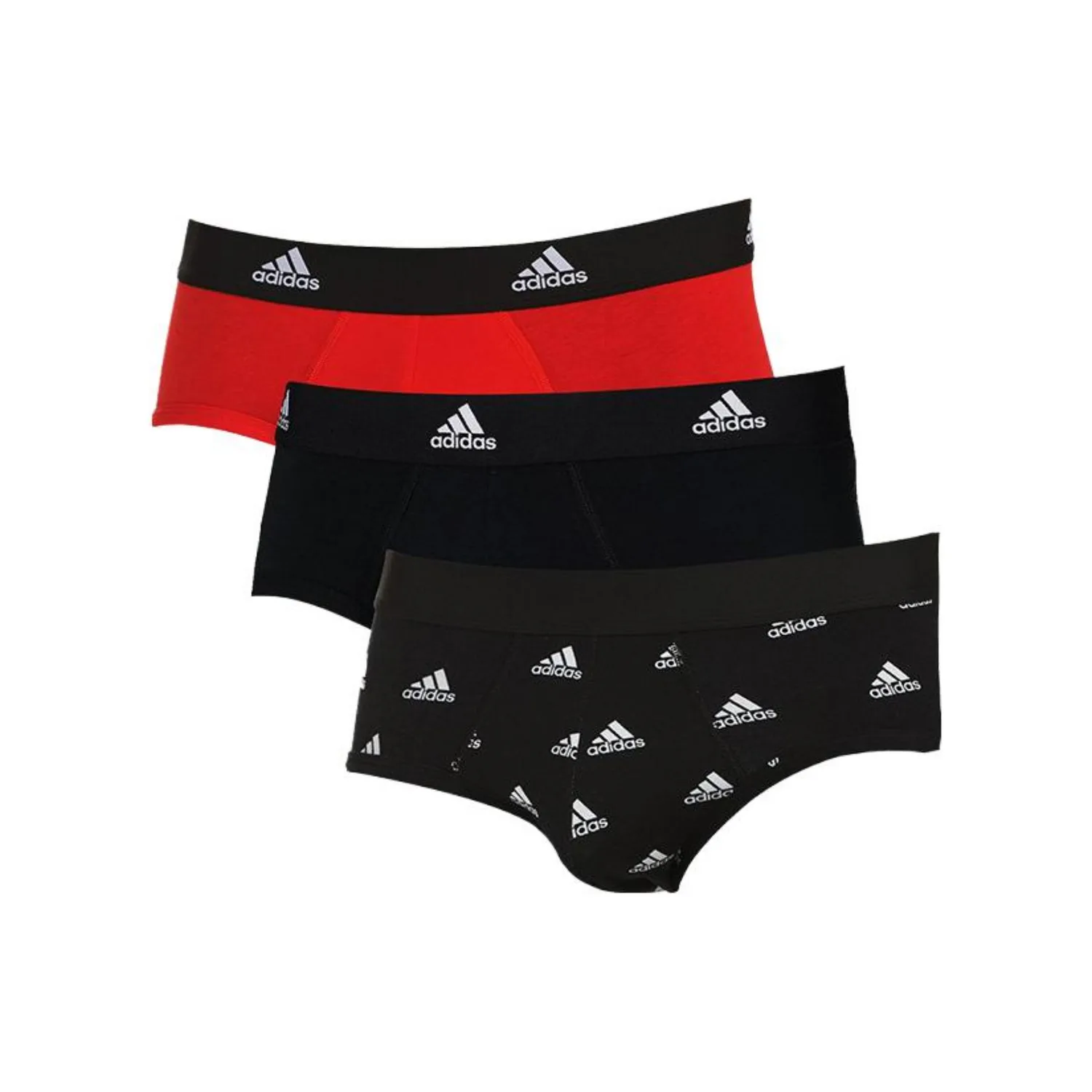 Трусы Triangle для мужчин, 3 шт Adidas, 3 Pack (Red+Black+Black Logo Print)