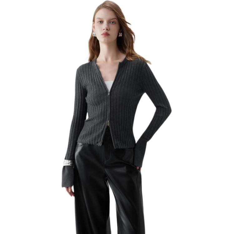 

ELLE Трикотажный свитер Women's Dark Gray Crew Neck Moderate