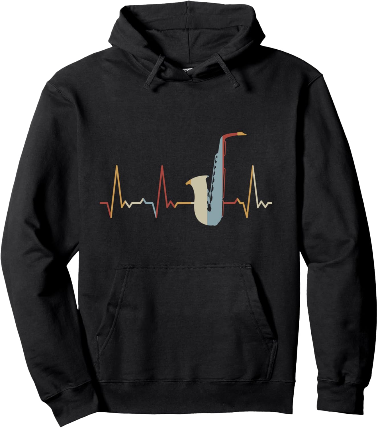 

Толстовка с изображением саксофона и сердцебиения Heartbeat Graphic Gifts For Women, Men, And Kids, черный
