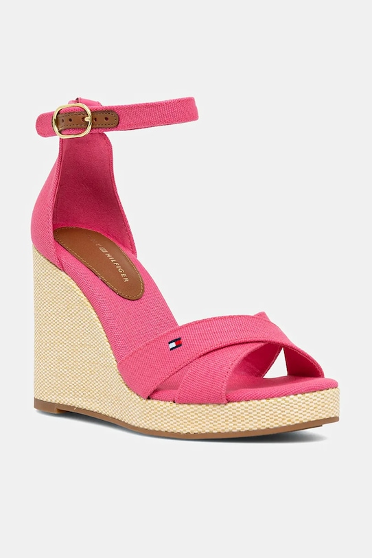 Сандалии Flag High Wedge Espadrille с перекрещивающимися ремешками Tommy Hilfiger, розовый