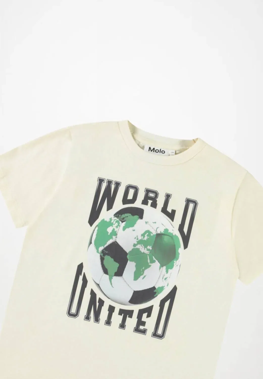 Molo Детская футболка с коротким рукавом Kids' World United Riley, бежевого цвета — фото 3