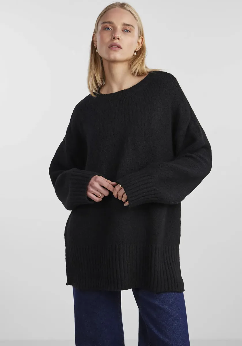 

Свитер с круглым вырезом "PCNANCY LS LOOSE O-NECK KNIT NOOS BC", оверсайз Pieces, черный