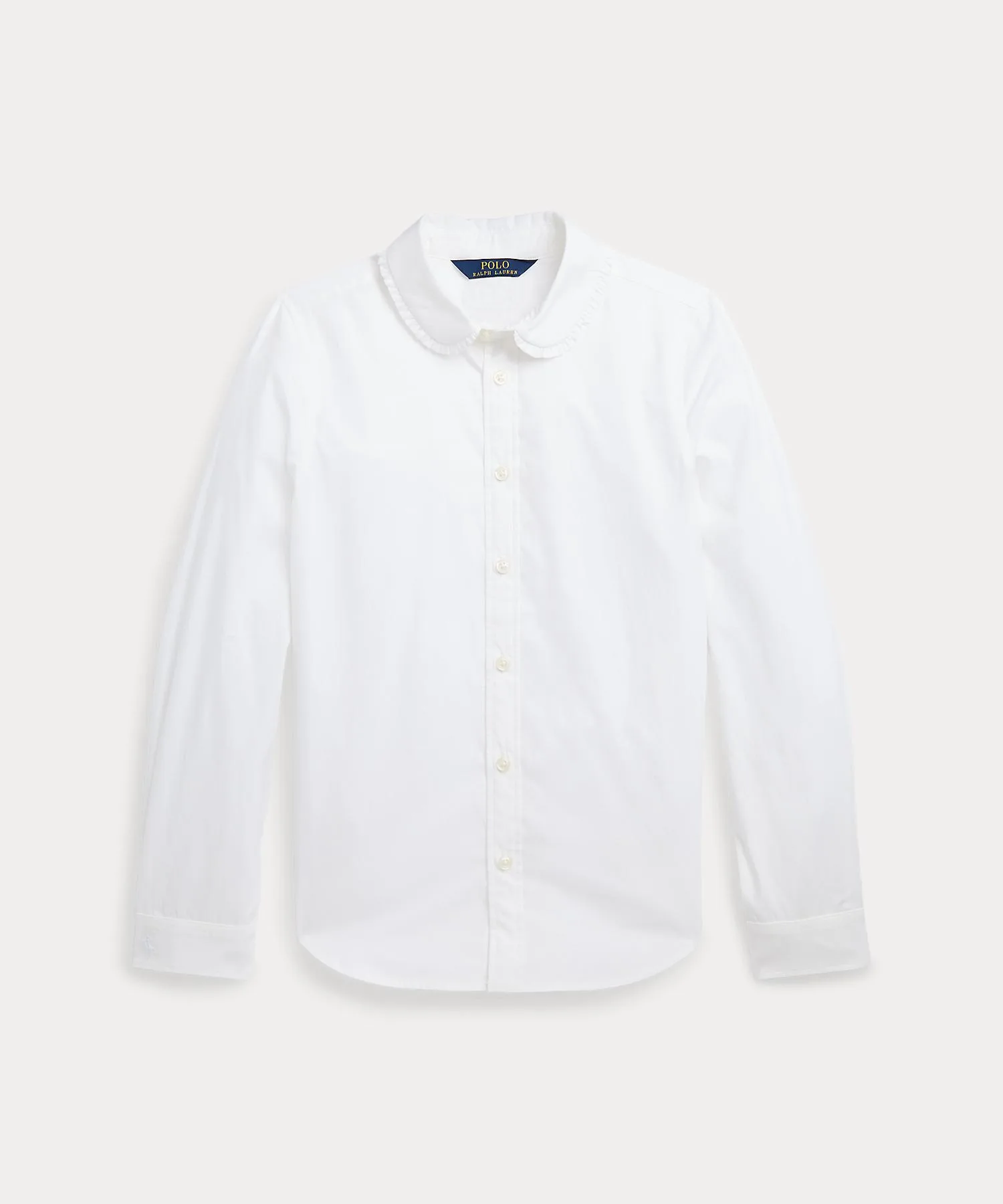 Детская рубашка из хлопка с фрилом Polo Ralph Lauren белая