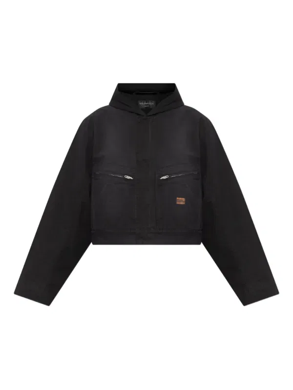 Куртка с капюшоном и передним карманом Balenciaga, черный