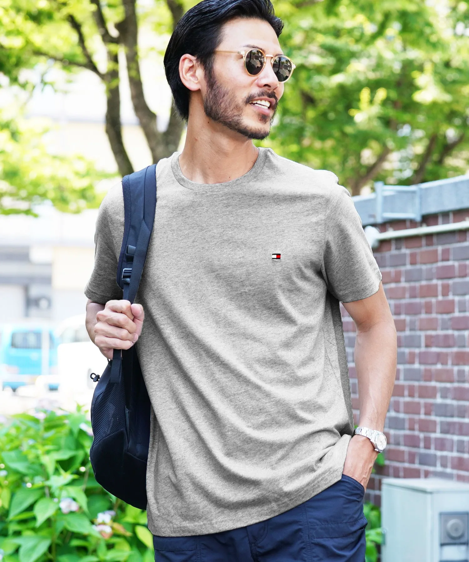 Мужская футболка с круглым воротом из 100% cotton Basic Cotton Core Flag Tommy Hilfiger серый