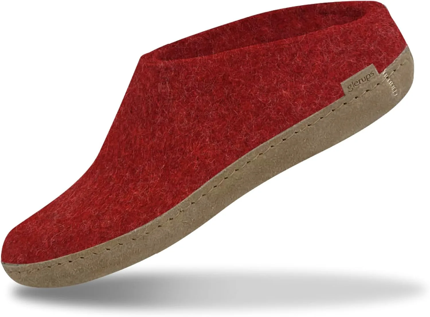 Войлочные тапочки Glerups dk B, унисекс, для взрослых, модель Hut Shoes, кожаная подошва, красный