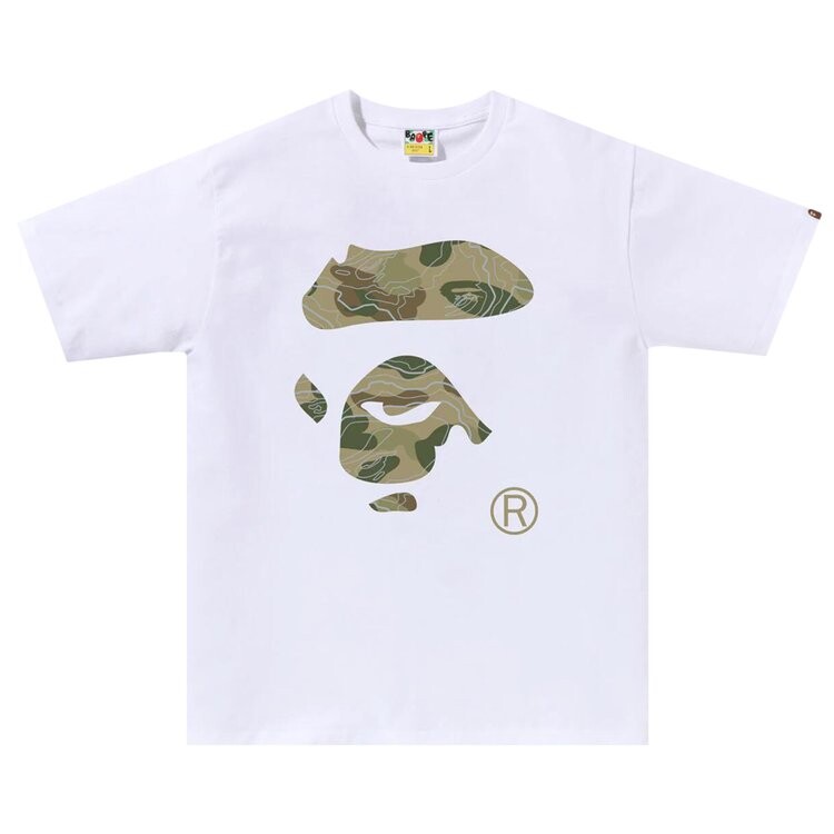 

Футболка BAPE Layered Line Camo Ape Face 'White/Beige', белый