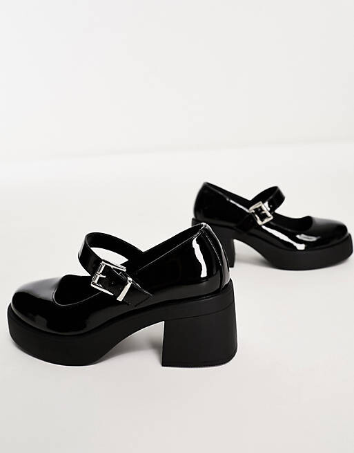Черные лакированные туфли на массивном каблуке Мэри Джейн ASOS DESIGN Wide Fit Sebastian — фото 4