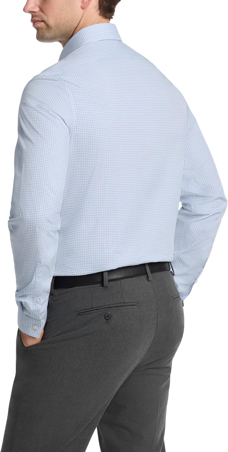 Мужская рубашка Calvin Klein Slim Fit с нескользящим воротником-«елочкой», Blue Bird — фото 2