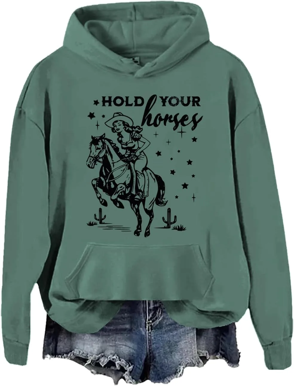 

Толстовка Hold Your Horses в стиле ретро вестерн JWVEL