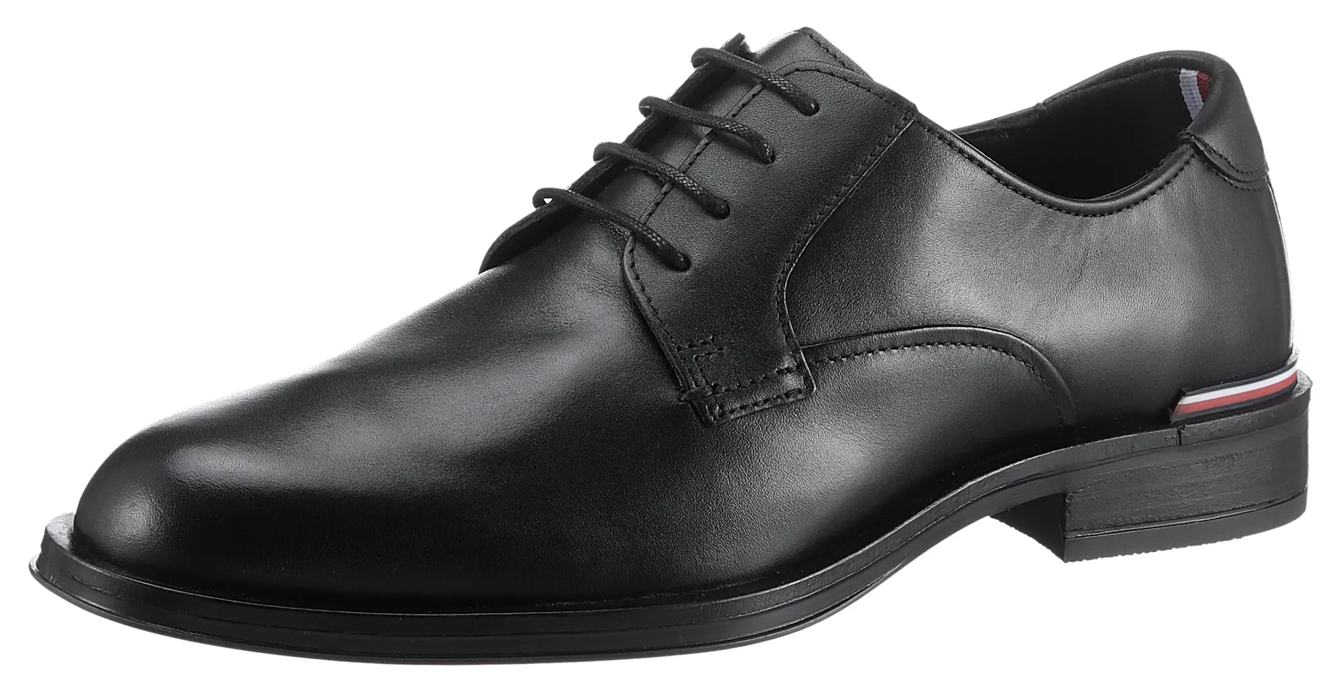 

Туфли на шнуровке Tommy Hilfiger "CORE RWB HILFIGER LTH SHOE", узкой формы, повседневная обувь, полуботинки, туфли на шнуровке, черный