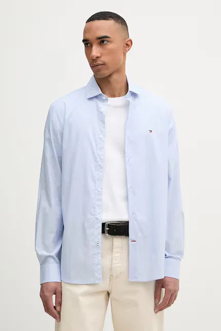 Рубашка с классическим узором в полоску slim fit Tommy Hilfiger, синий