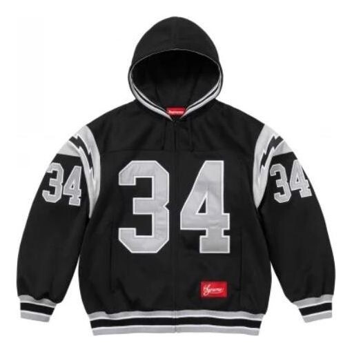 

Куртка football zip up hooded sweatshirt 'black white' Supreme, черный