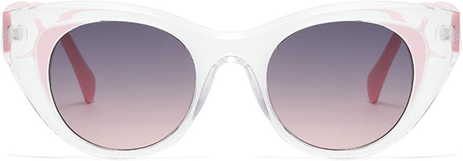 

Женские солнцезащитные очки «кошачий глаз» маленького размера, 2025 год, роскошные винтажные прозрачные черные солнцезащитные очки для женщин с защитой от УФ-излучения UV400, женские очки для вечеринок mincl, Clear Pink Gray