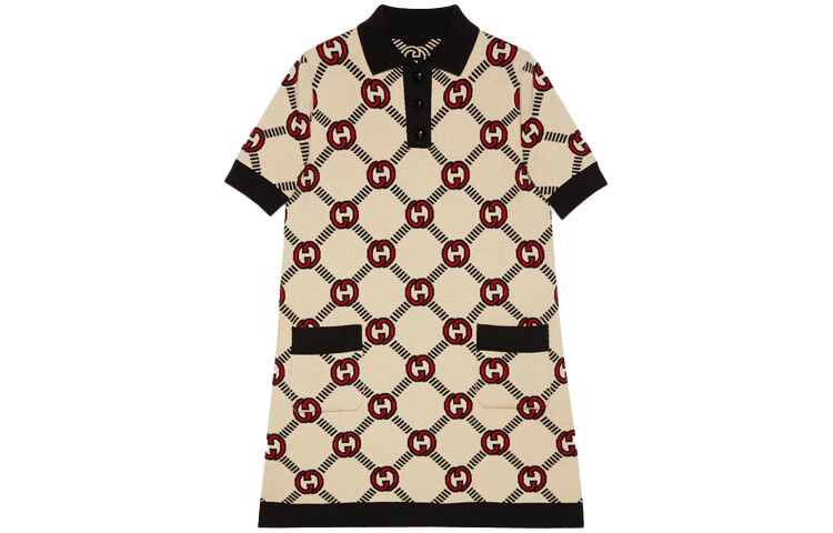 

Платье с короткими рукавами женское хаки Gucci