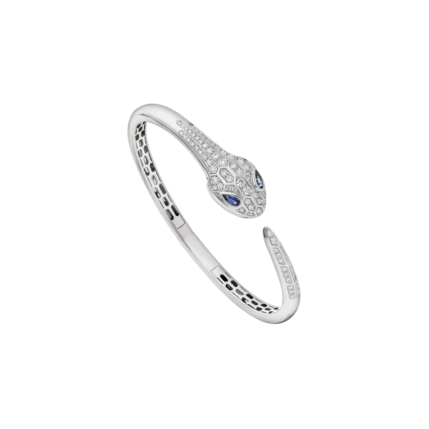 

Браслет «змея» из белого золота с сапфирами и бриллиантовым паве. Bulgari