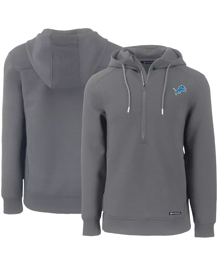 

Мужская серая толстовка с капюшоном Detroit Lions Primary Mark Roam на молнии Cutter & Buck