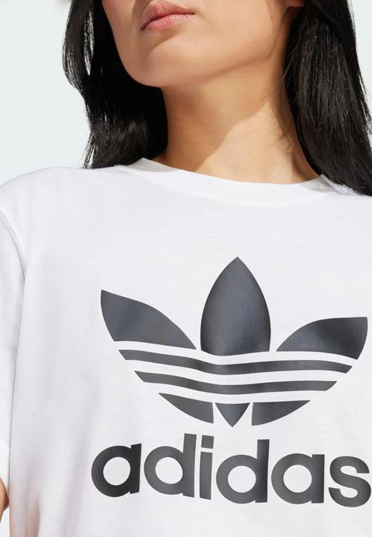 Футболка, свободный крой, Adicolor Trefoil Boxy, Adidas, белый — фото 3