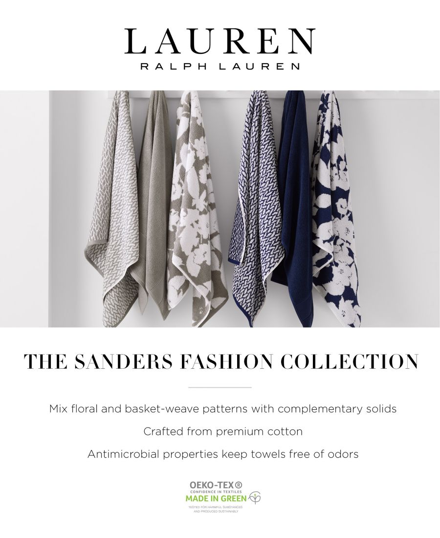 Салфетка для умывания sanders floral из антимикробного хлопка, 13 x 13 дюймов. Lauren Ralph Lauren, Pewter Grey — фото 3