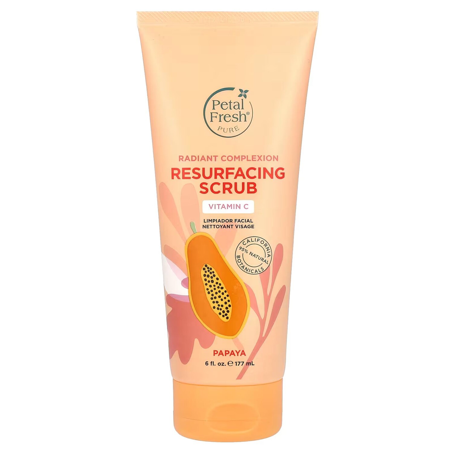 

Pure, скраб для сияющего цвета лица, папайя, 6 жидких унций (177 мл) Petal Fresh