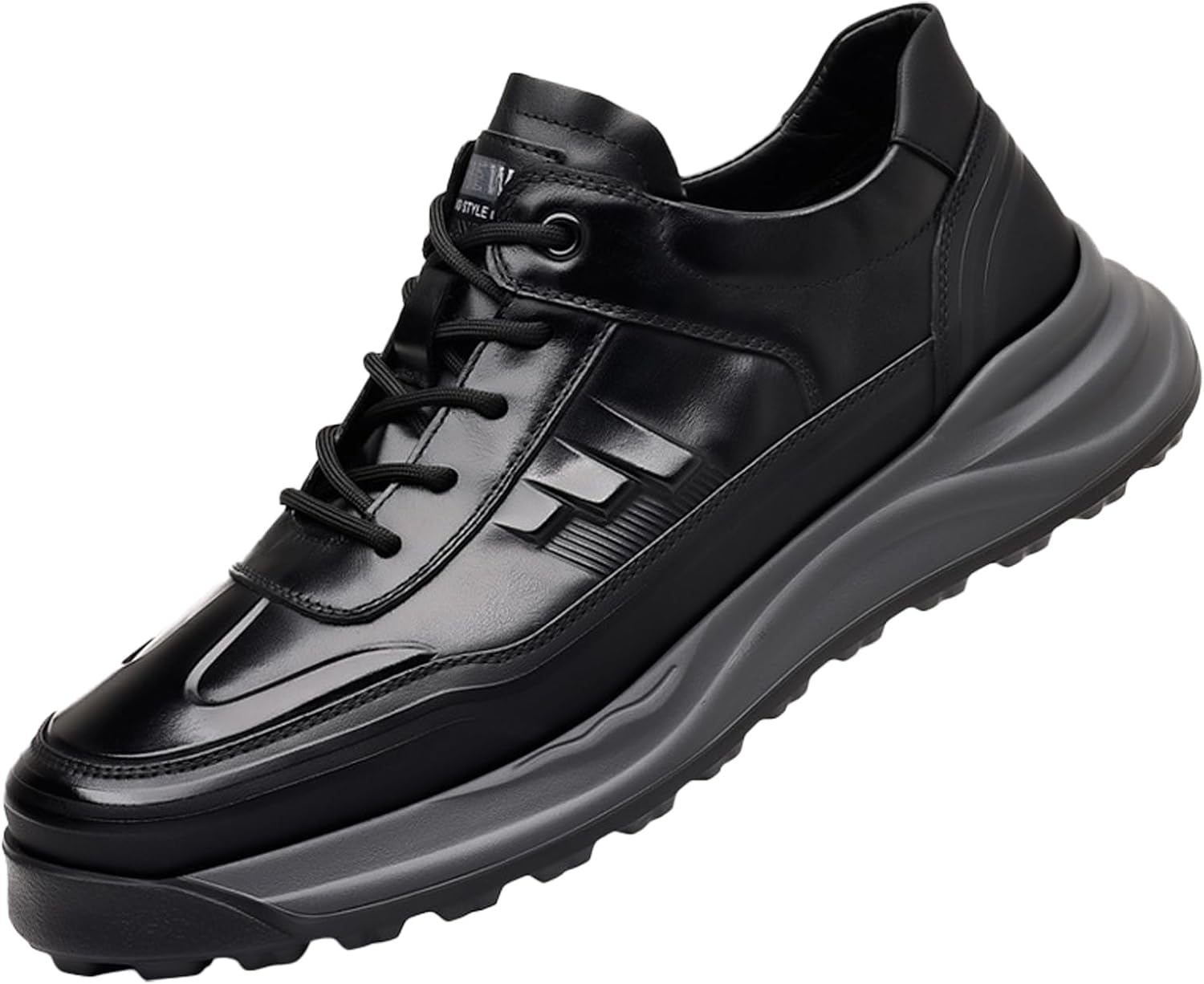 

Мужские кроссовки из натуральной кожи на шнуровке, с плоской подошвой, для свободного времени, модные, с круглым носком, без шнурков, с мягкой подошвой, оксфорды для вождения и работы в офисе Faglkak, черный