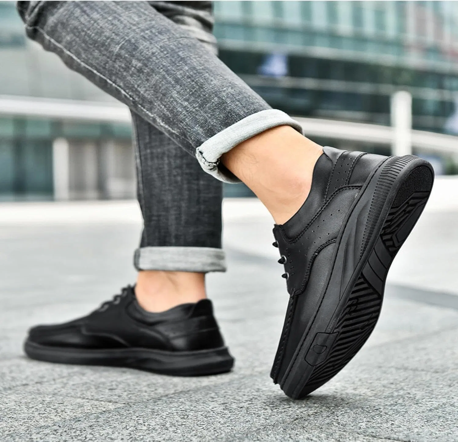 Лоферы мужские, Casual Leather Shoes, модель Light Sailing Shoes, черный JHTZXEEI — фото 2