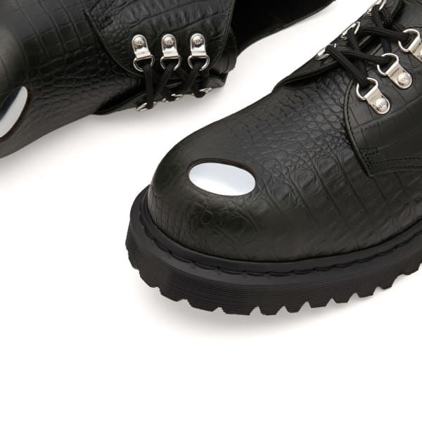 1461 steel toe 3 eye shoe Dr. Martens, зеленый analine croc emboss — фото 3